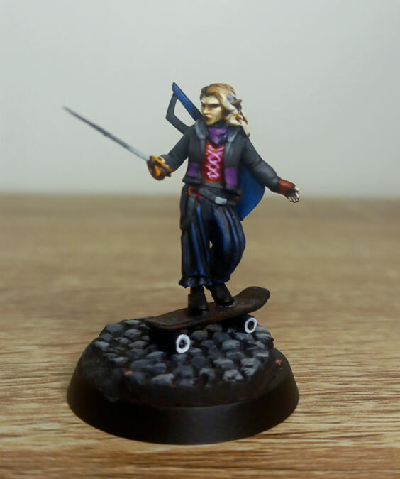 Heroforge Custom Miniature on Skateboard.